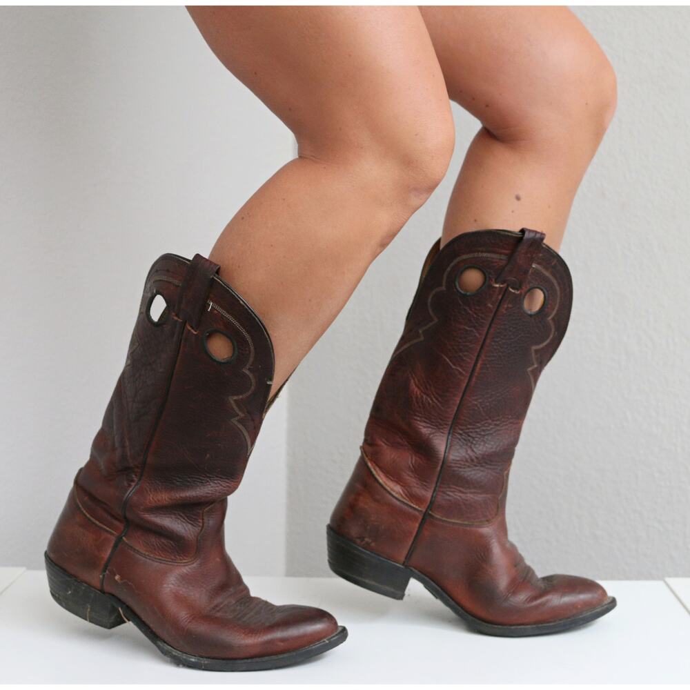 1990's Vintage Nocona Buckaroo Western Leather Cowboy Boots ~ Men's 7-1/2 to 8